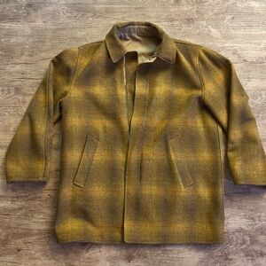 Vintage Tan and Brown Plaid Pattern Reversible Jacket Talon Zipper